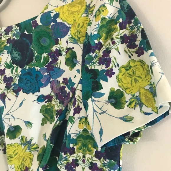 Talbots Cap Sleeve Floral Sheath Dress Size 8P Cotton Linen Spring Wedding Roses - Picture 6 of 9